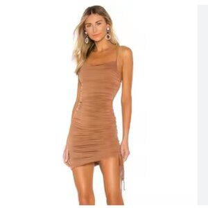 FOREVER 21 Bodycon Ruched Mini Prom Club Dress - Nude -  Size Medium